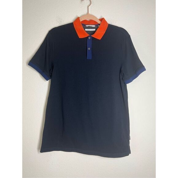 Calvin Klein Liquid Touch Polo Blue Orange Size S P - Picture 1 of 10
